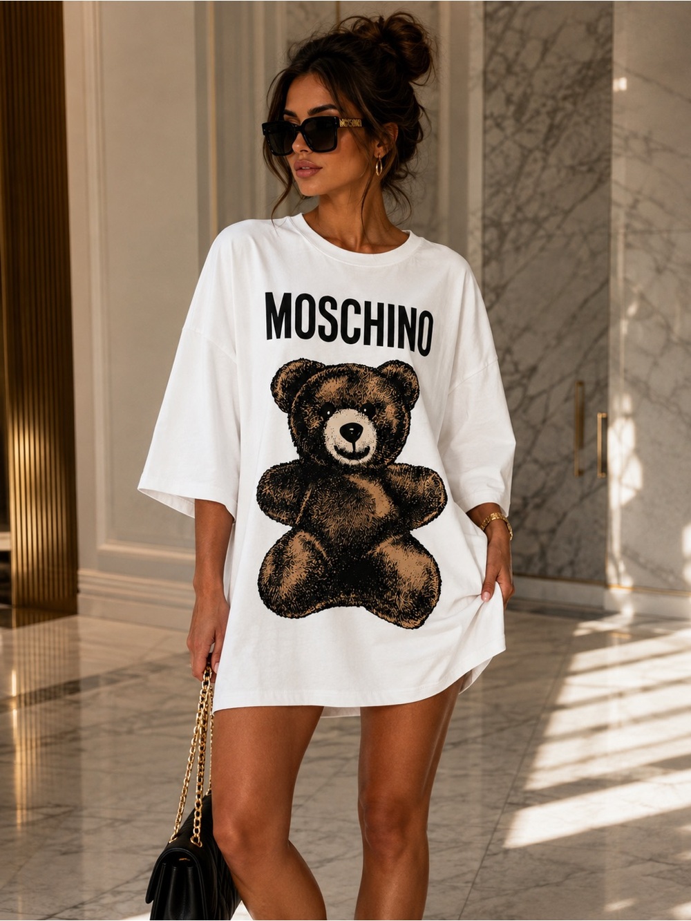 Moschino Teddy Bear Oversized T-Shirt Dress White XXXL - Picture 3 of 15